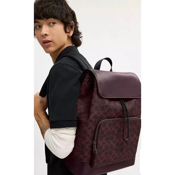 COACH TURNER BACKPACK SIGNATURE CANVAS CURRENT GUNMETAL - Picture 4 of 4